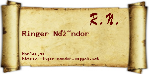 Ringer Nándor névjegykártya