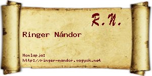 Ringer Nándor névjegykártya